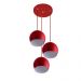 Lustre Pendente Aluminio Bola Triplo 15cm Vermelho