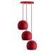Lustre Pendente Aluminio Bola Triplo 15cm Vermelho