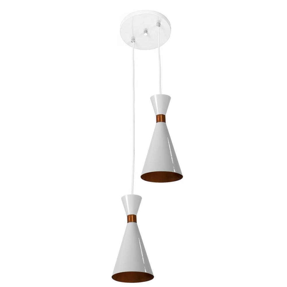 Lustre Pendente Aluminio Florida Duplo Branco