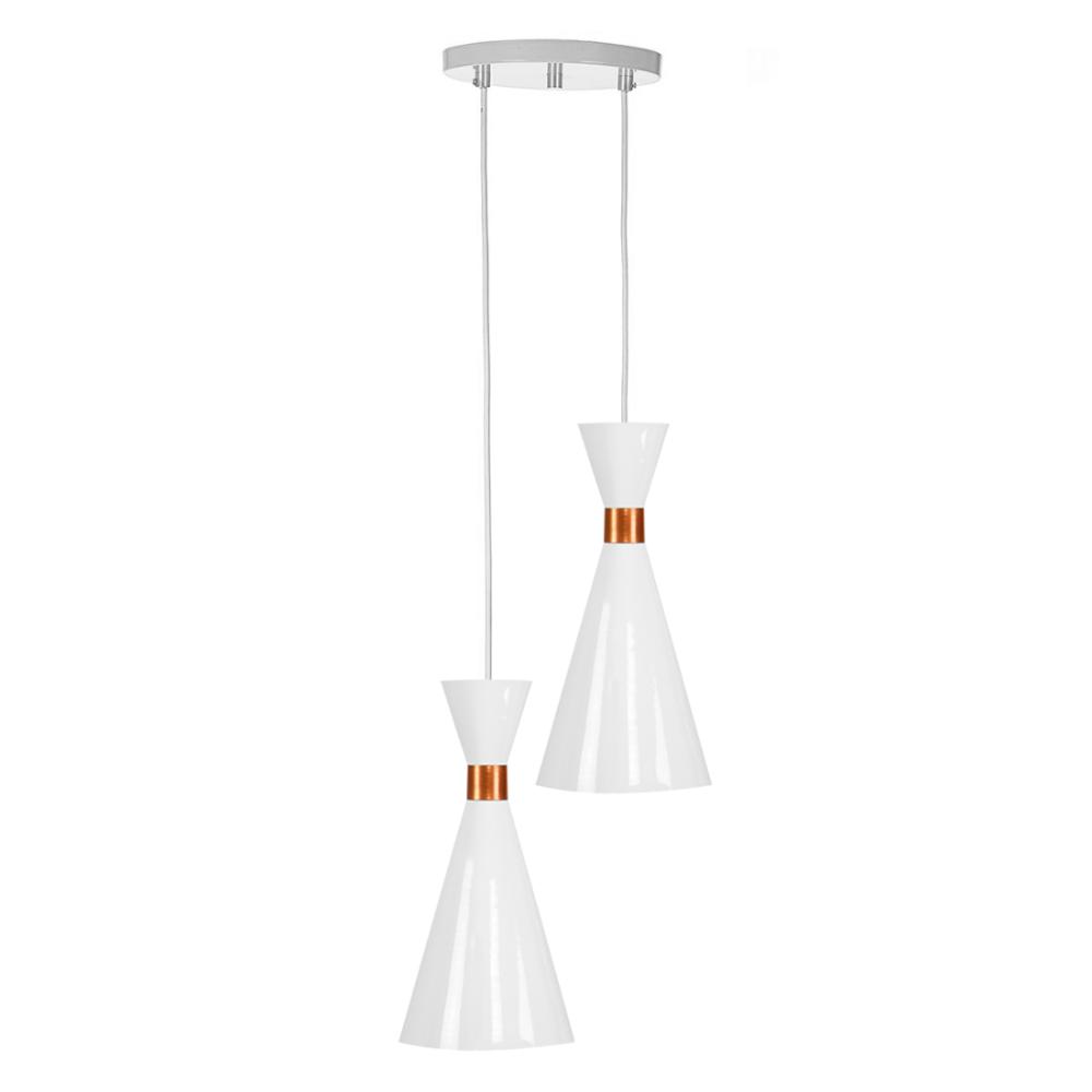 Lustre Pendente Aluminio Florida Duplo Branco