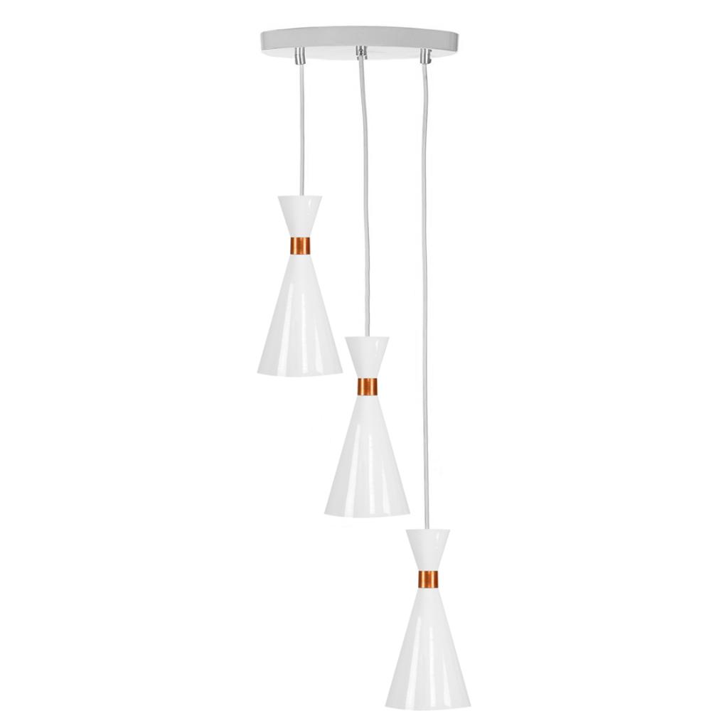 Lustre Pendente Aluminio Florida Triplo Branco