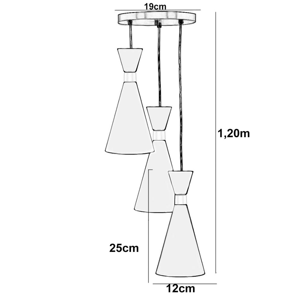 Lustre Pendente Aluminio Florida Triplo Cereja