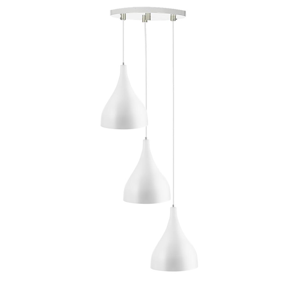 Lustre Pendente Aluminio Gota Triplo 21cm Branco