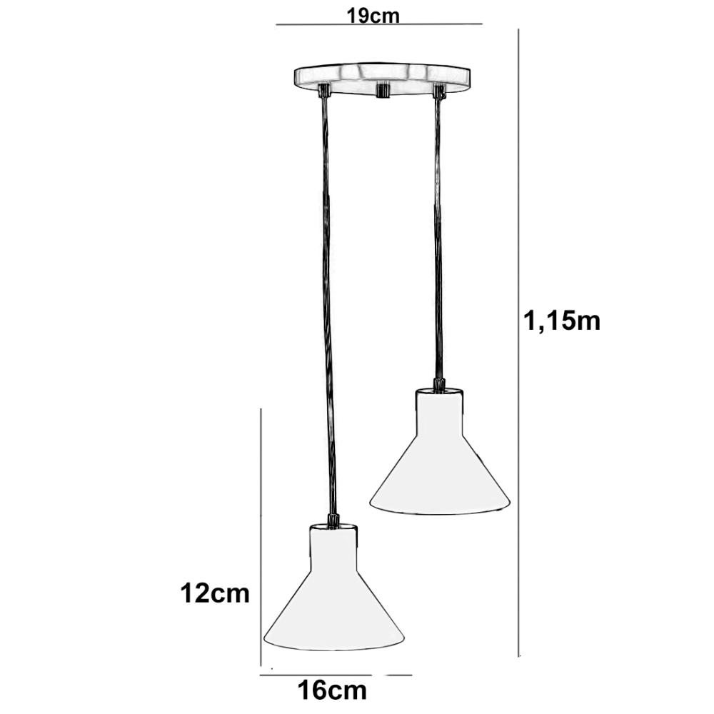 Lustre Pendente Aluminio Tenesse Duplo Cereja
