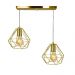 Lustre Pendente Aramado Duplo Base Retangular Dourado