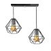 Lustre Pendente Aramado Duplo Base Retangular Preto
