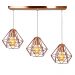 Lustre Pendente Aramado Triplo Base Retangular Cobre