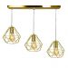 Lustre Pendente Aramado Triplo Base Retangular Dourado