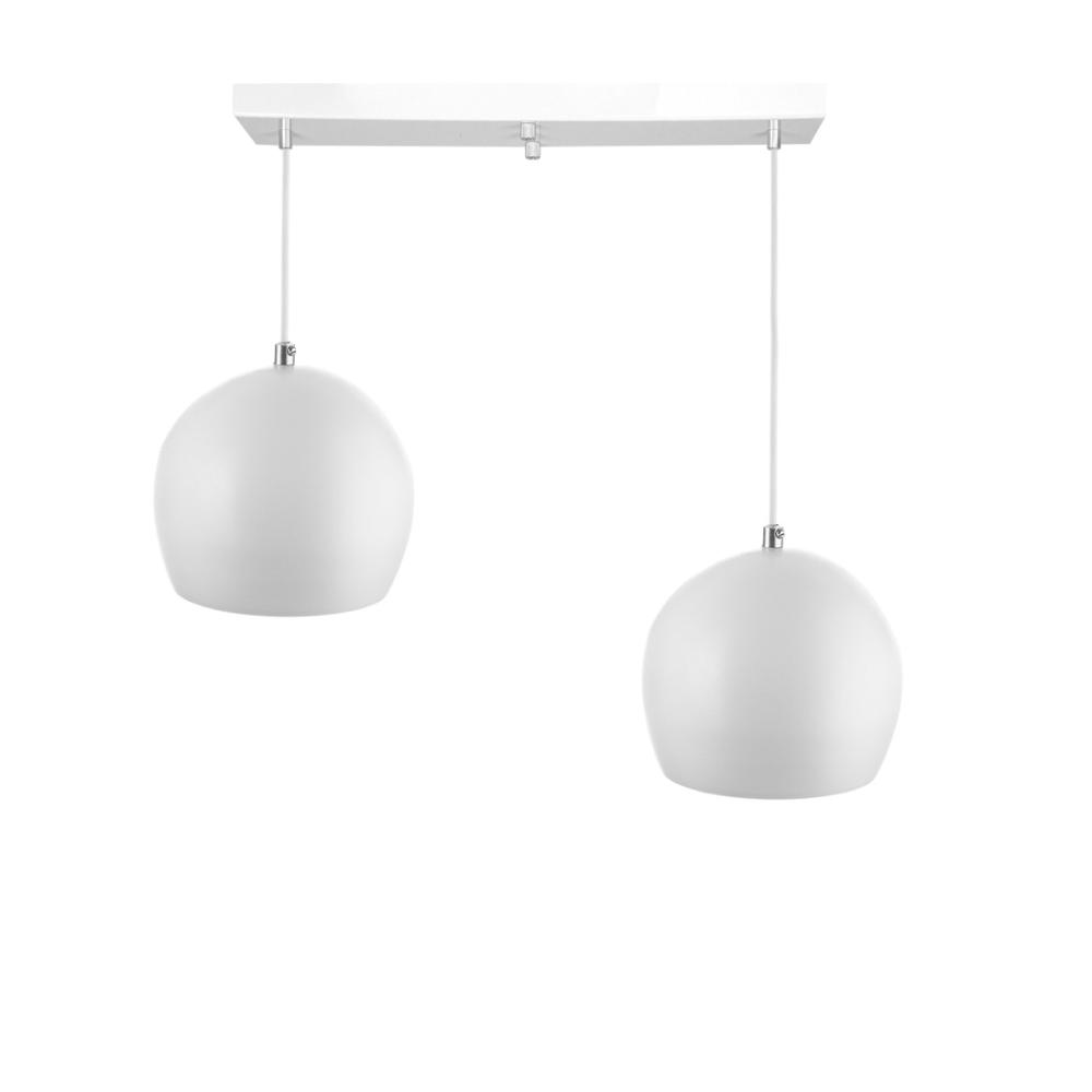 Lustre Pendente Bola Duplo Base Retangular Branco