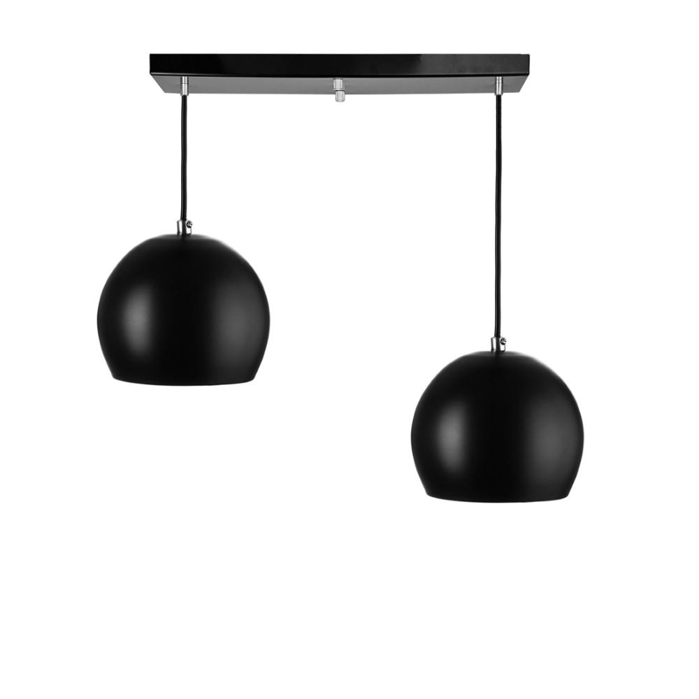 Lustre Pendente Bola Duplo Base Retangular Preto