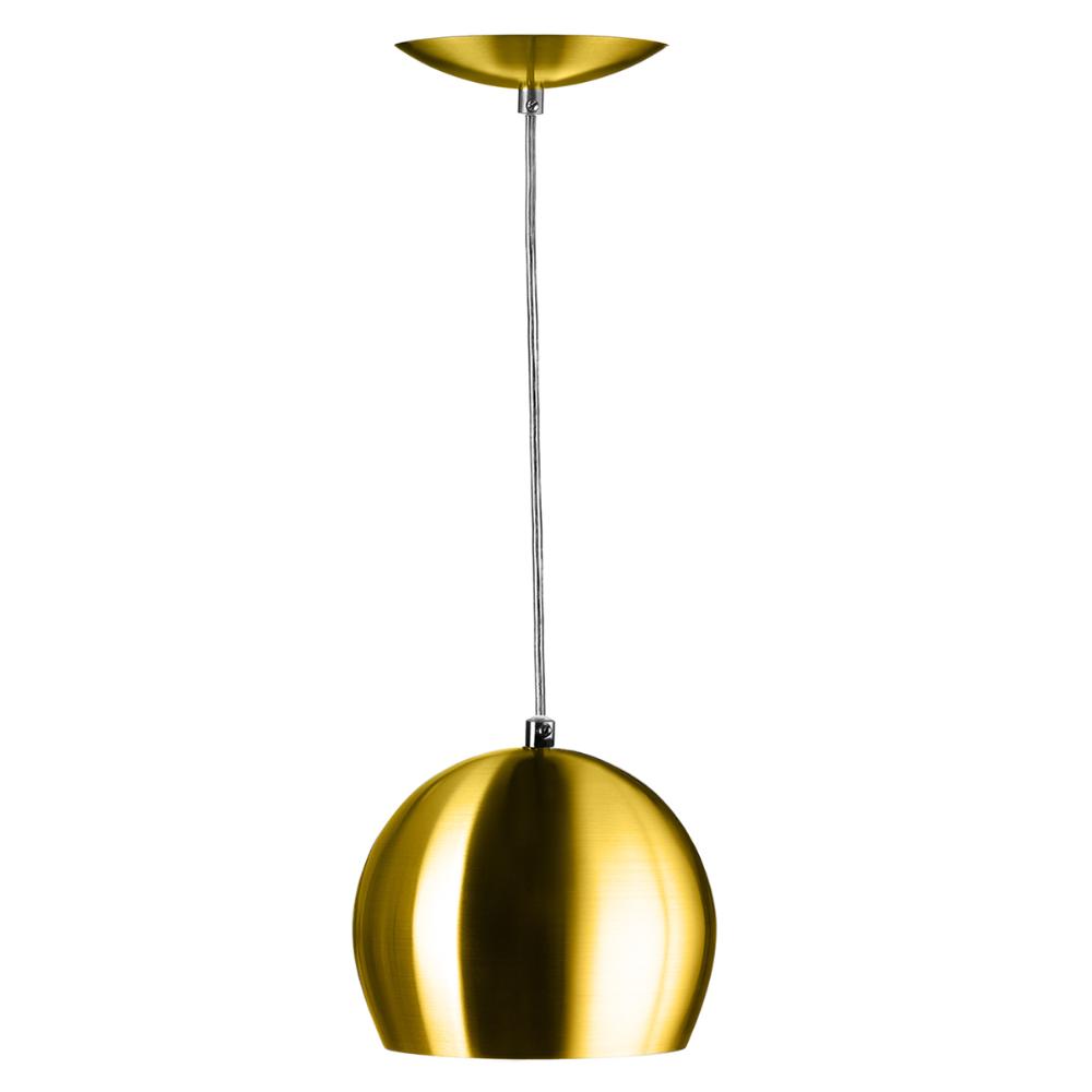 Lustre Pendente Bola Média Alumínio 23cm Dourado
