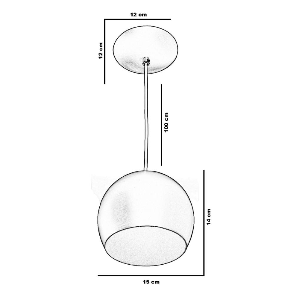 Lustre Pendente Bola Pequena Alumínio 15cm Azul Metalico