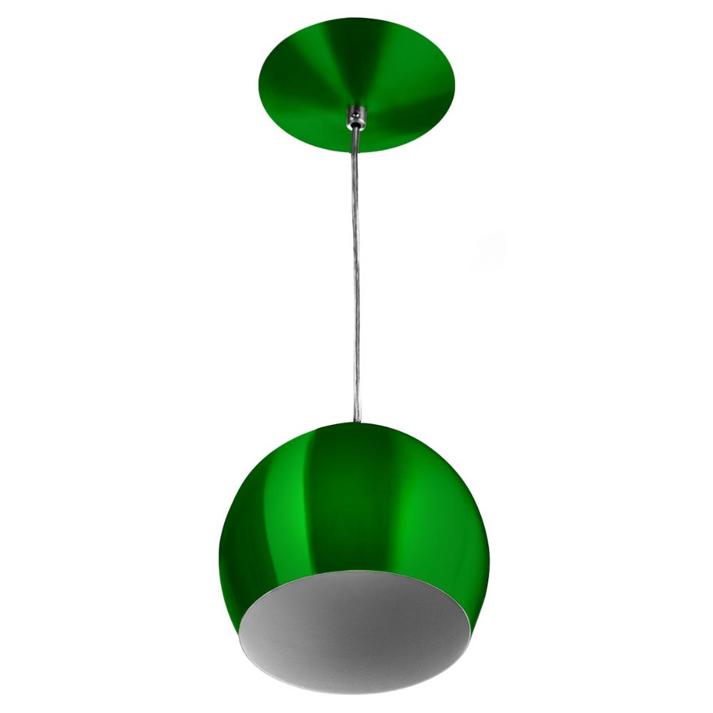 Lustre Pendente Bola Pequena Alumínio 15cm Verde Metalico