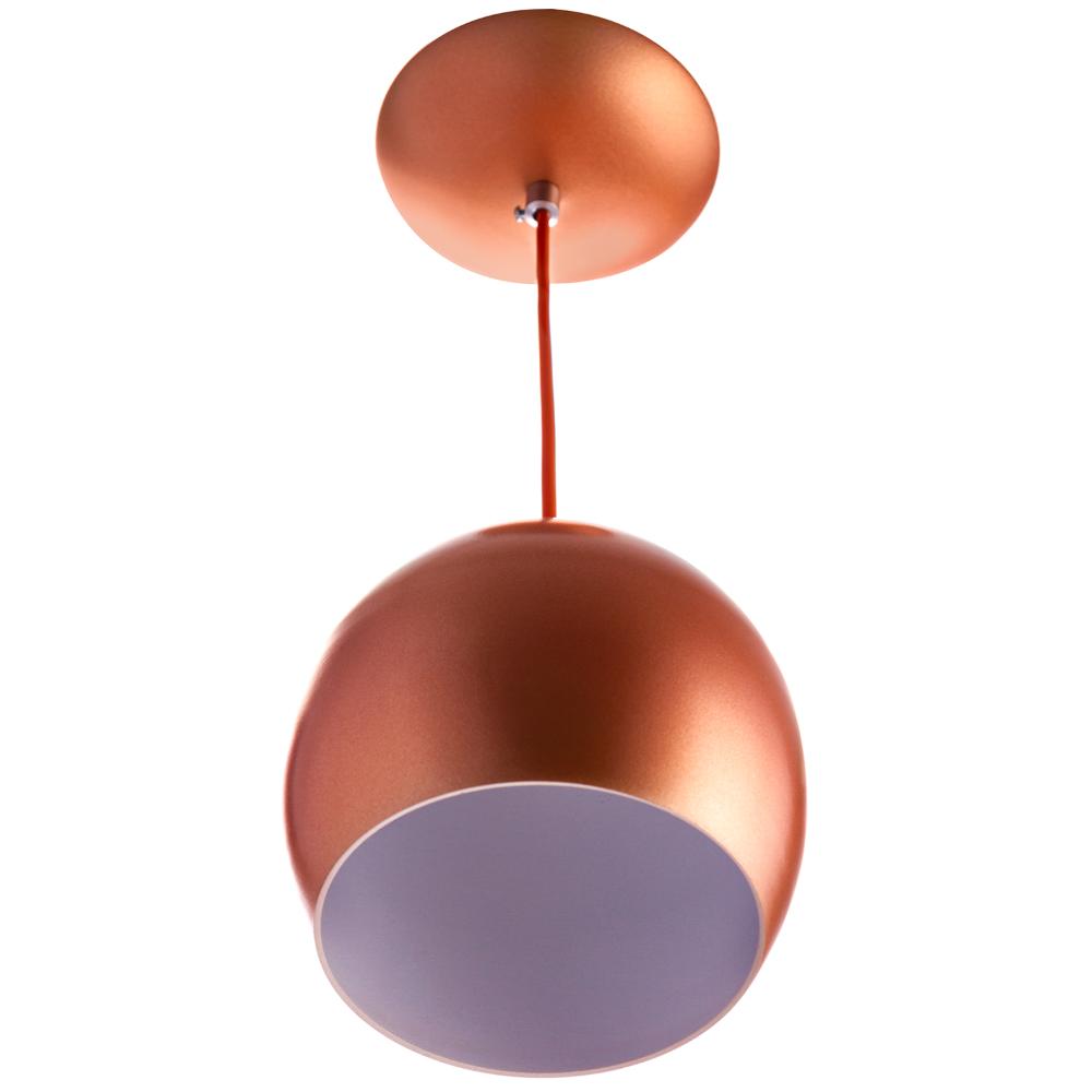 Lustre Pendente Bola Pequena De Alumínio 15cm Cobre