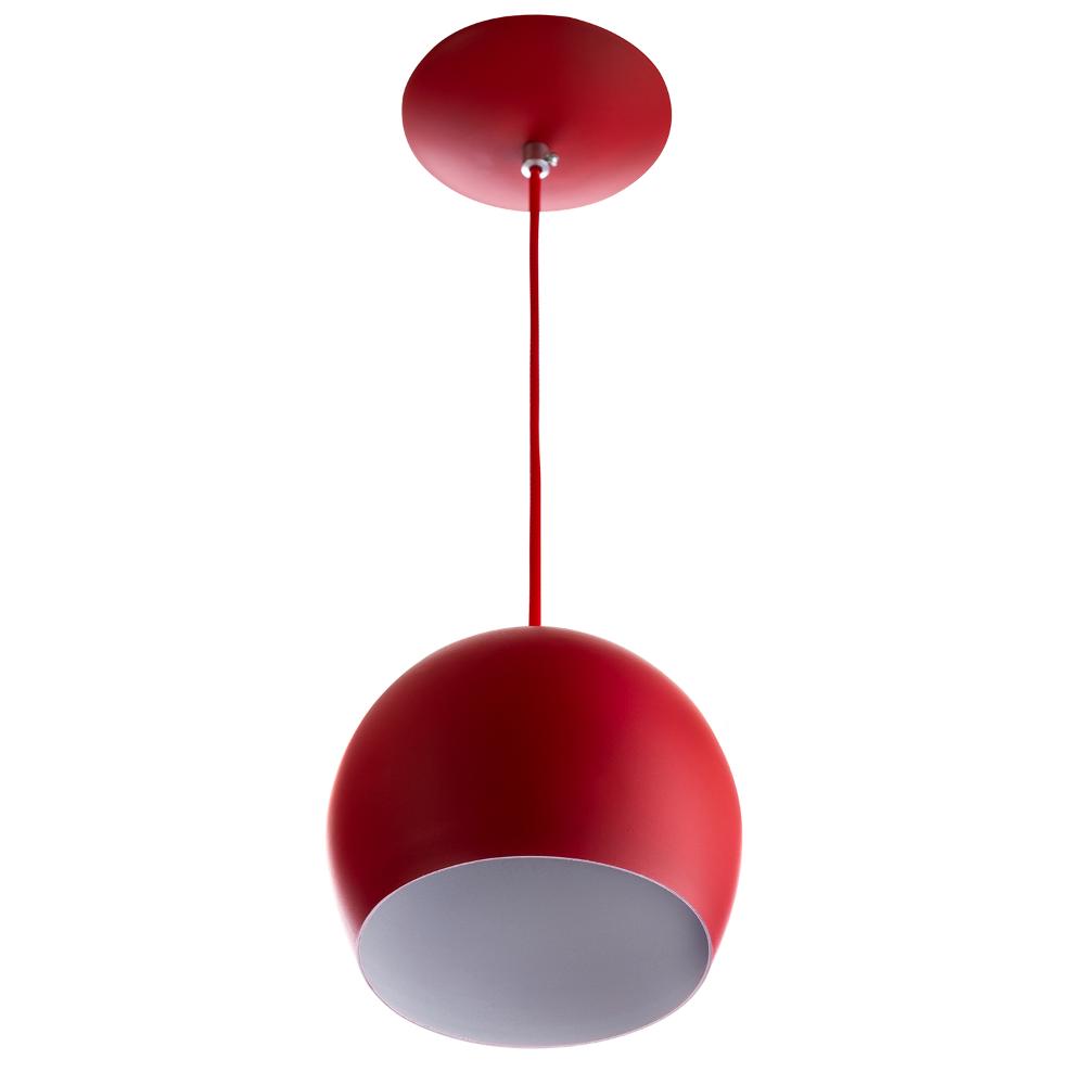 Lustre Pendente Bola Pequena De Alumínio 15cm Vermelho