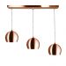 Lustre Pendente Bola Triplo Base Retangular Cobre