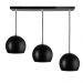 Lustre Pendente Bola Triplo Base Retangular Preto