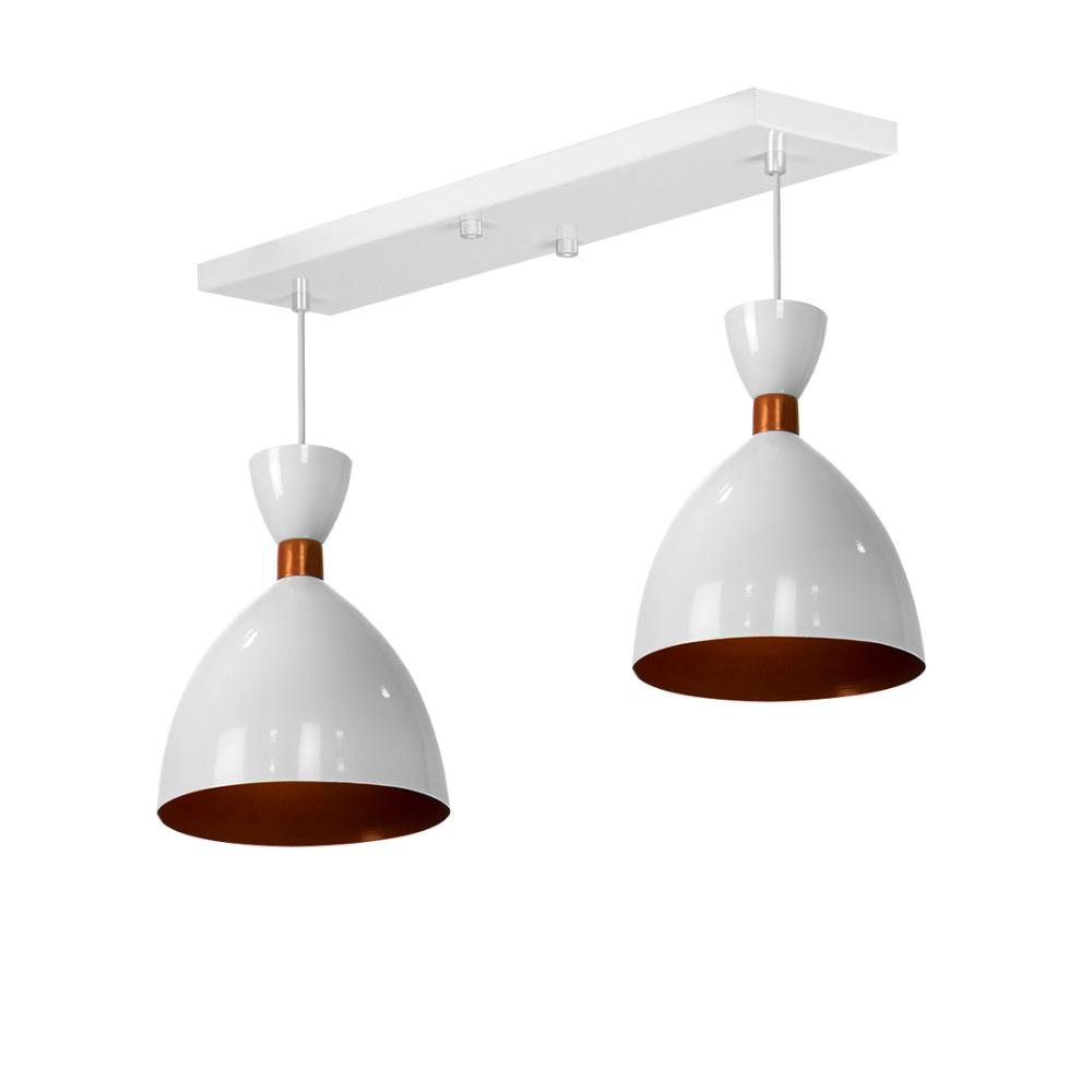 Lustre Pendente Califórnia Duplo Base Retangular Branco