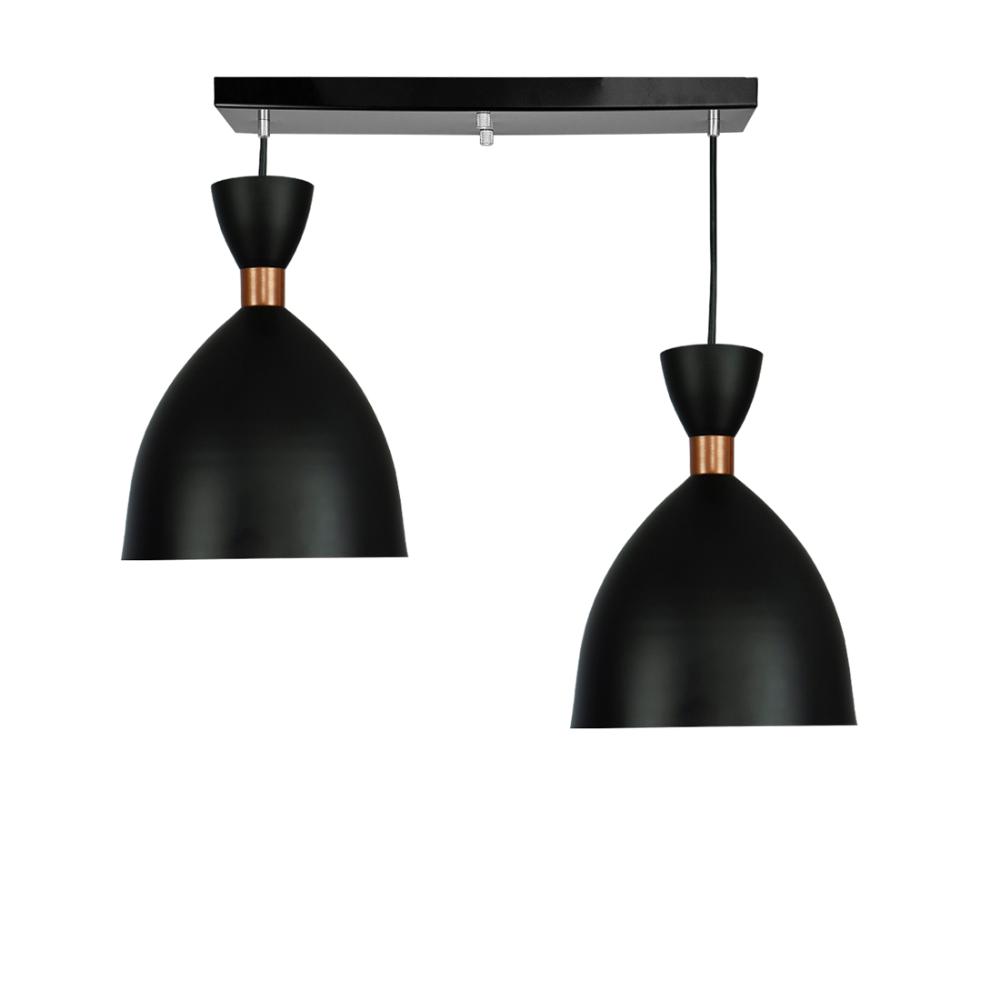 Lustre Pendente Califórnia Duplo Base Retangular Preto