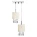 Lustre Pendente Cganza Duplo Redondo Cristal Acrílico Bege