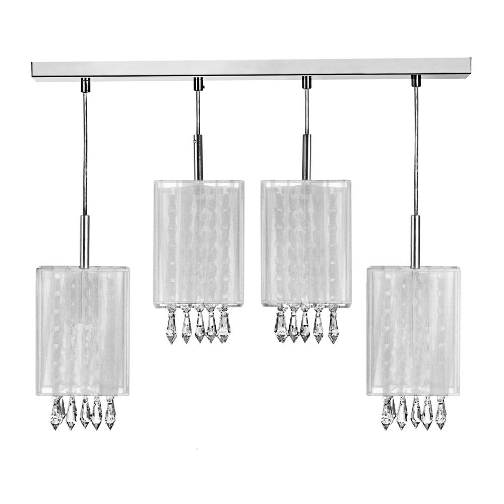 Lustre Pendente Cganza Quadruplo Quadrado Para Sala Cinza