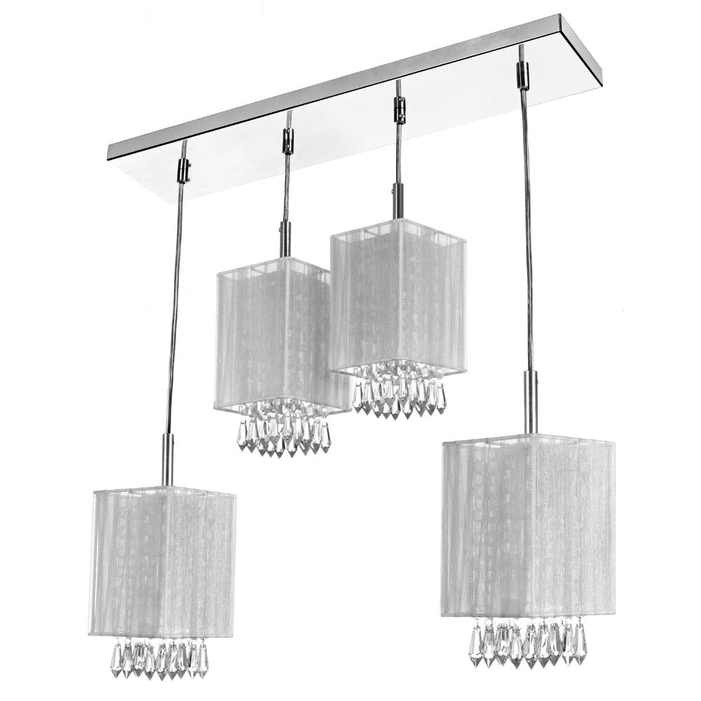 Lustre Pendente Cganza Quadruplo Quadrado Para Sala Cinza