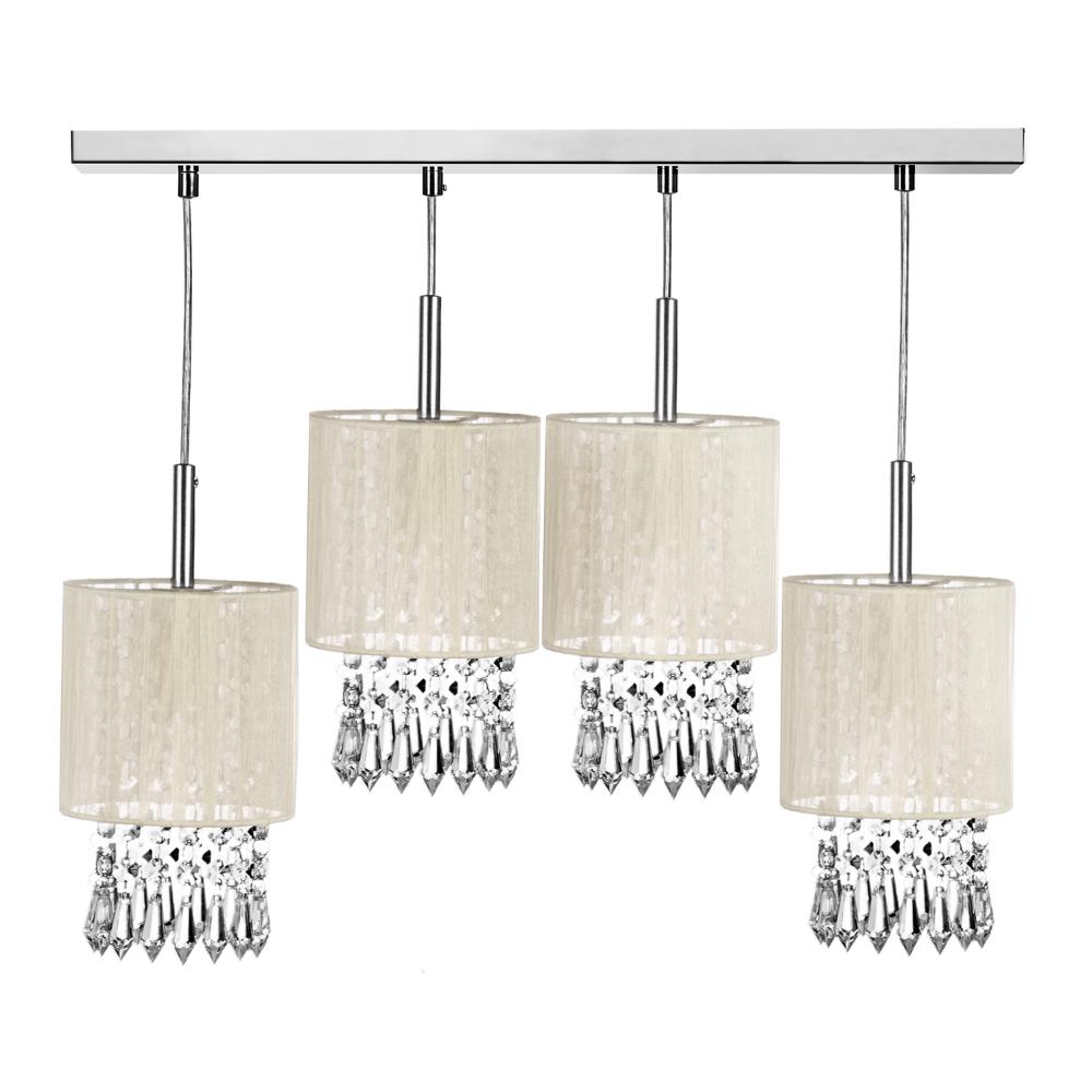 Lustre Pendente Cganza Quadruplo Redondo Bege