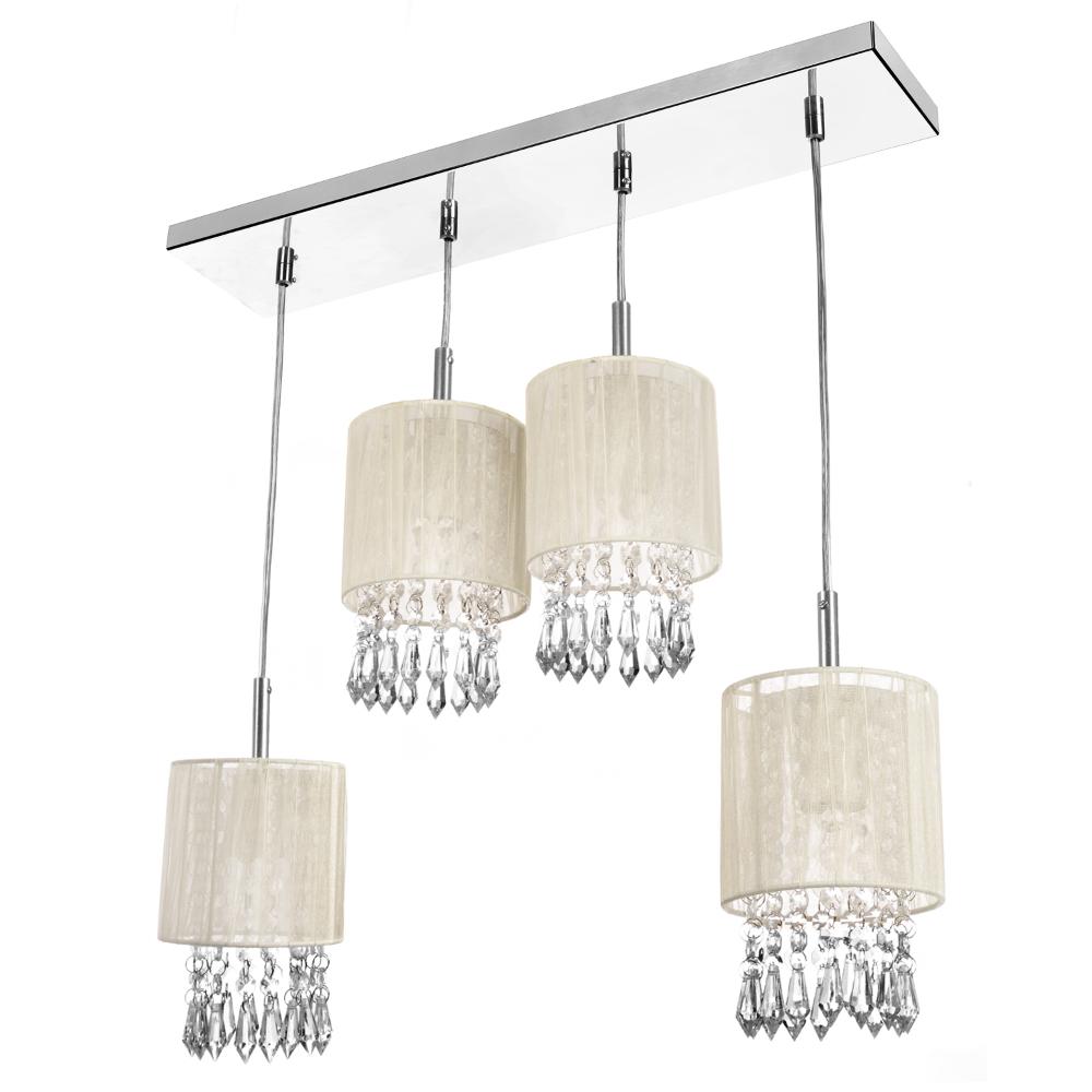 Lustre Pendente Cganza Quadruplo Redondo Bege