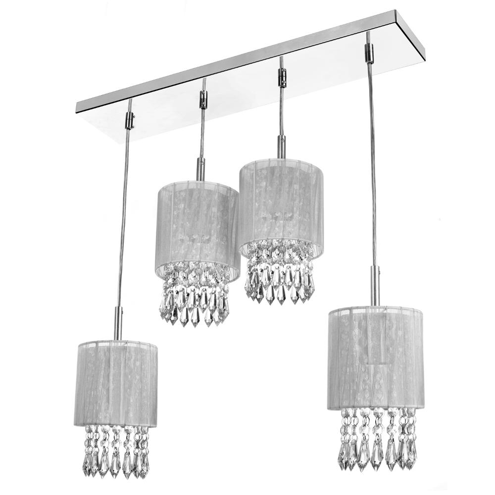 Lustre Pendente Cganza Quadruplo Redondo Cinza