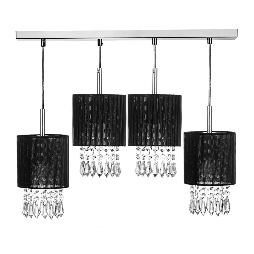 Lustre Pendente Cganza Quadruplo Redondo Preto