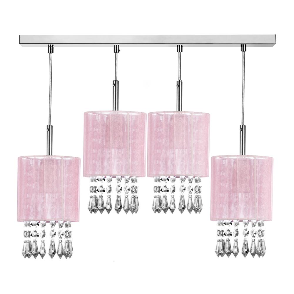 Lustre Pendente Cganza Quadruplo Redondo Rosa