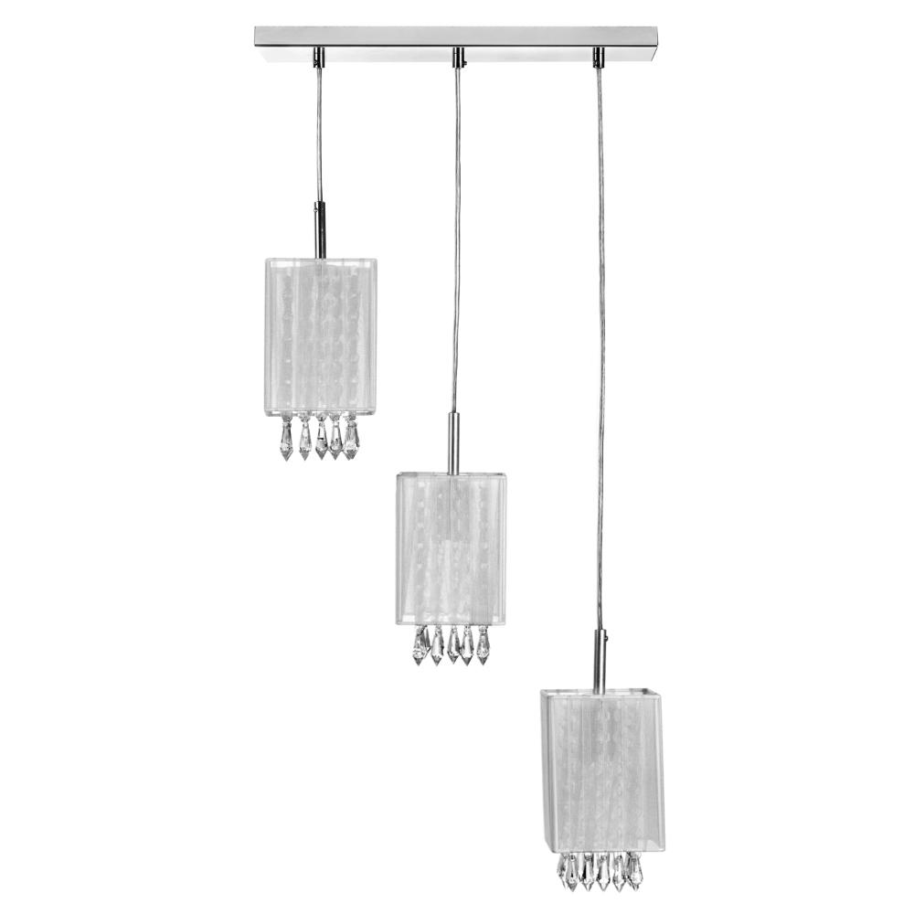 Lustre Pendente Cganza Triplo Quadrado Para Sala Cinza