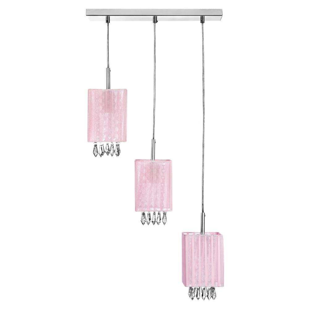 Lustre Pendente Cganza Triplo Quadrado Para Sala Rosa