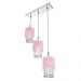 Lustre Pendente Cganza Triplo Redondo Para Sala Rosa