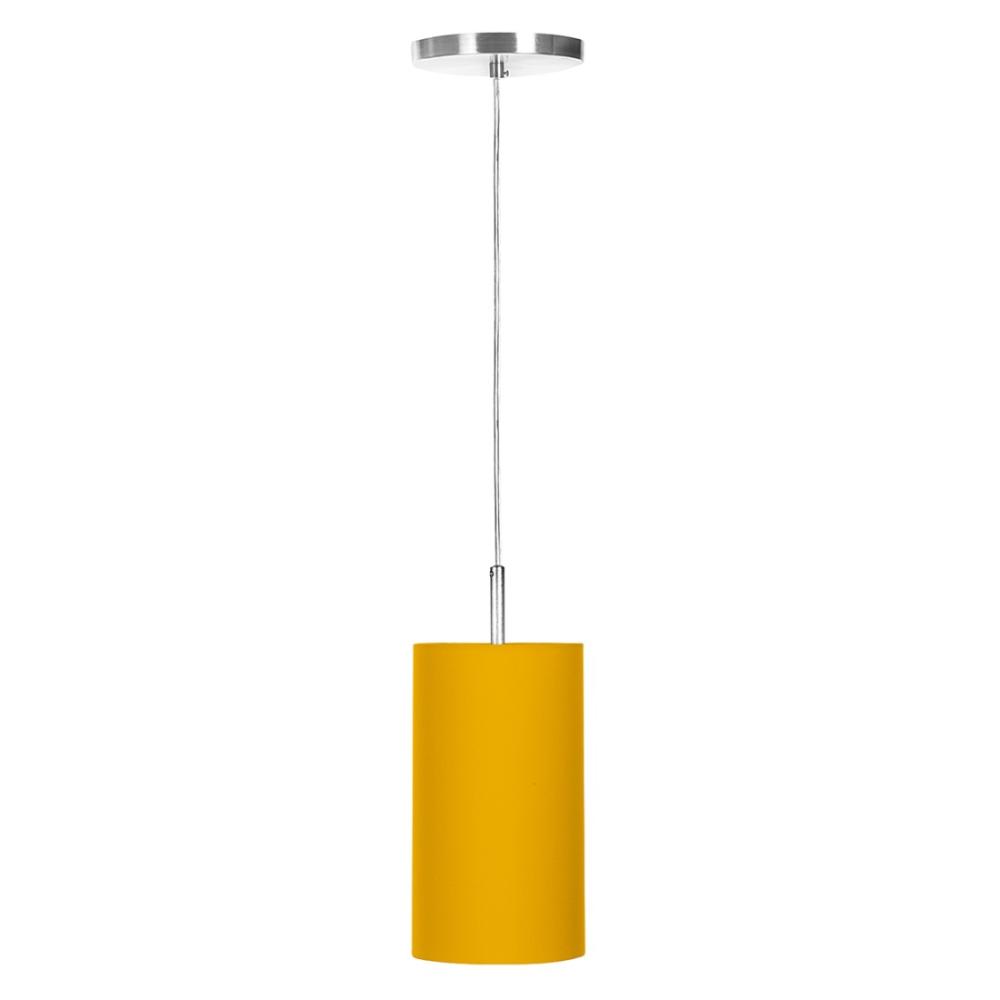 Lustre Pendente Cilindrica De Cupula 14x25cm Amarelo