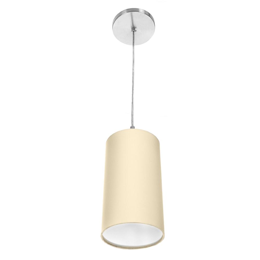 Lustre Pendente Cilindrica De Cupula 14x25cm Bege