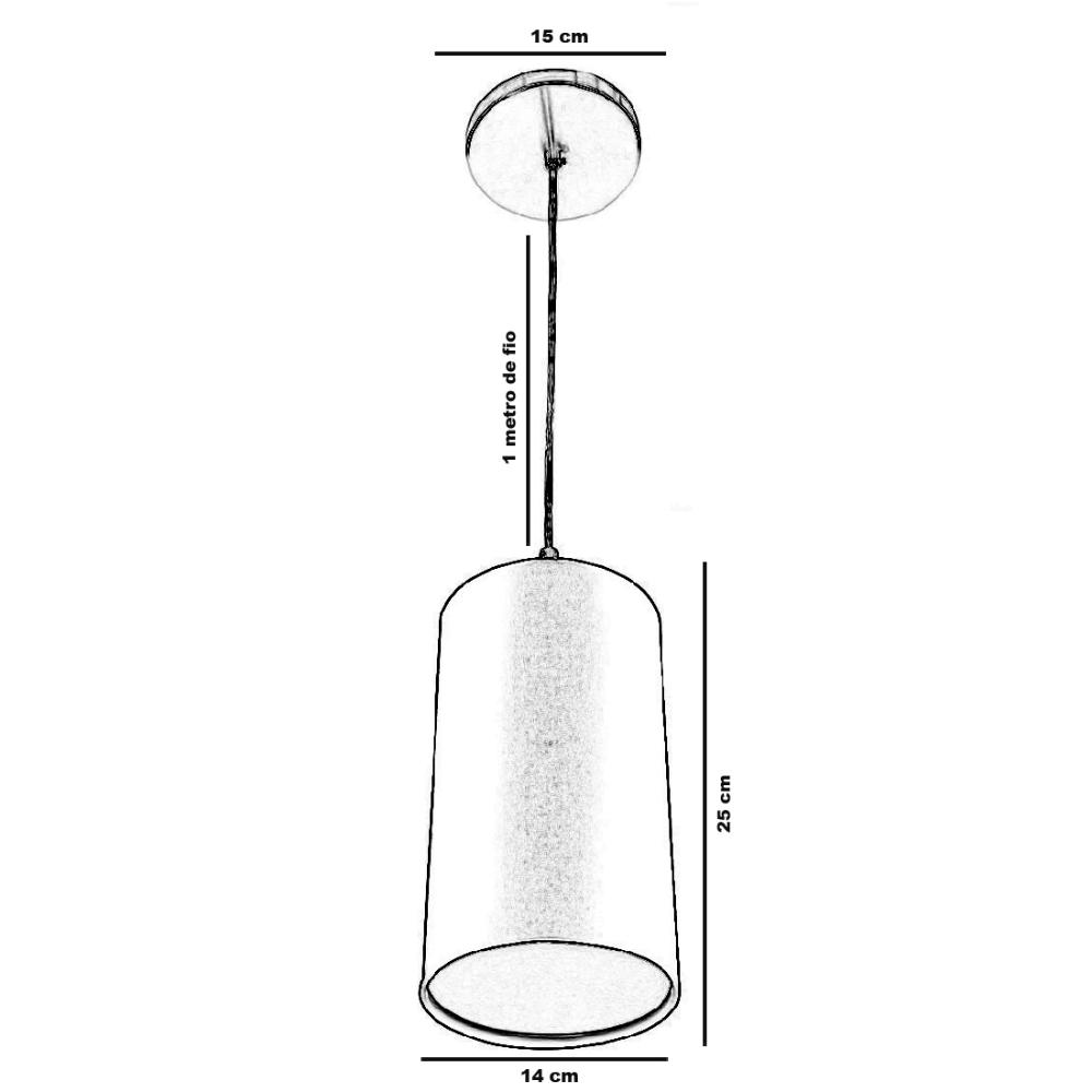 Lustre Pendente Cilindrica De Cupula 14x25cm Branco