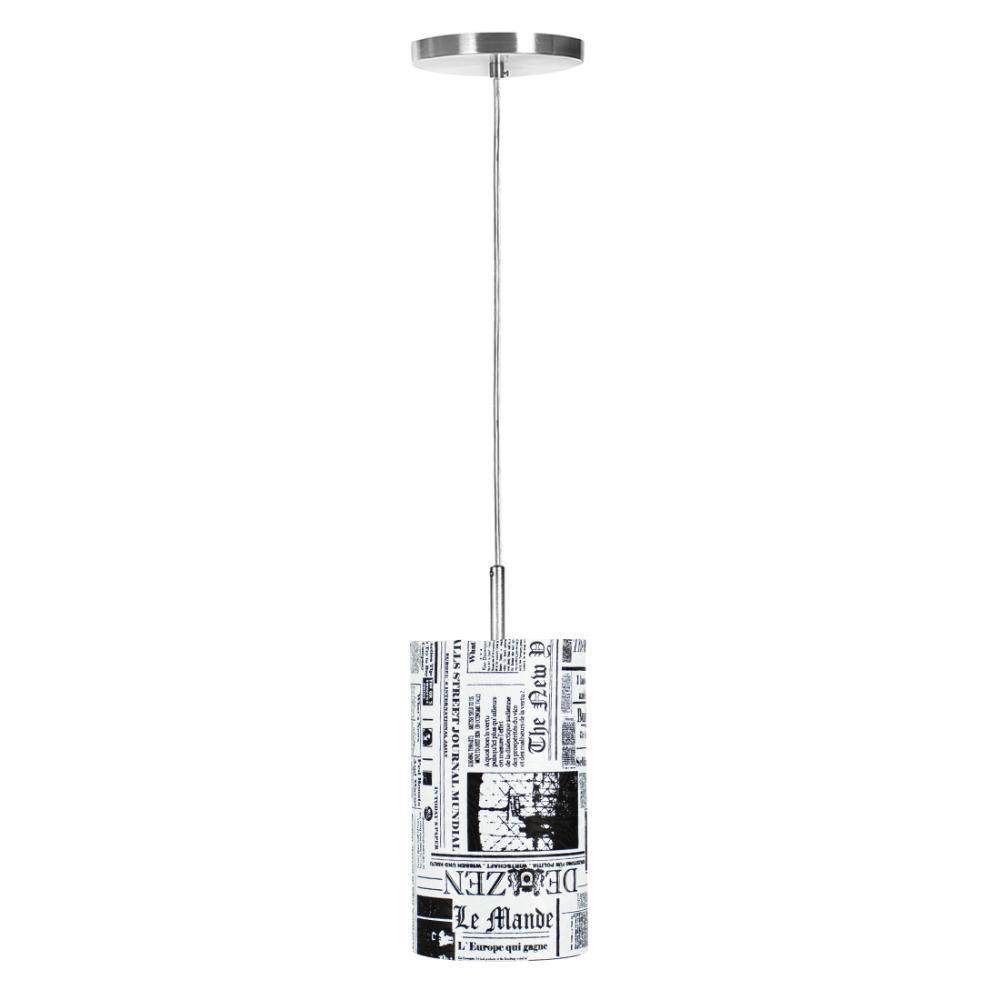 Lustre Pendente Cilindrica De Cupula 14x25cm Jornal