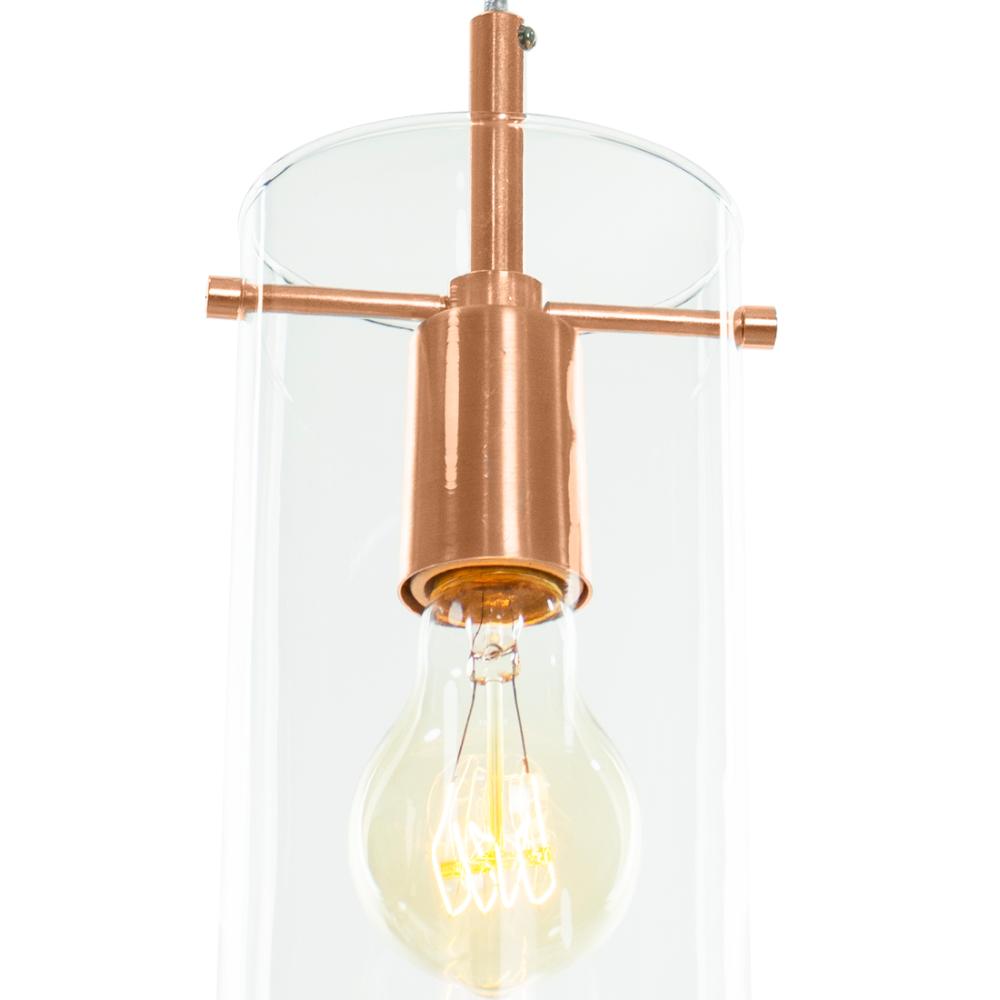 Lustre Pendente Cilindrico Clear Glass Cobre