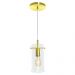 Lustre Pendente Cilindrico Clear Glass Dourado