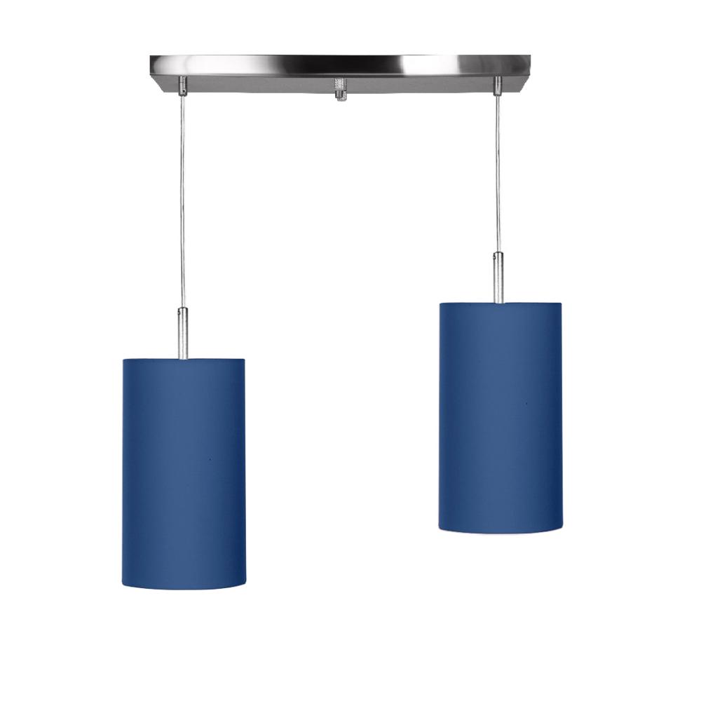 Lustre Pendente Cilindrico Duplo Base Retangular Azul