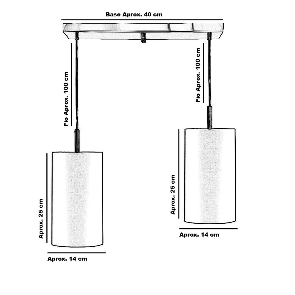 Lustre Pendente Cilindrico Duplo Base Retangular Branco