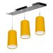 Lustre Pendente Cilindrico Triplo Base Retangular Amarelo