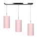 Lustre Pendente Cilindrico Triplo Base Retangular Rosa