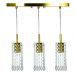 Lustre Pendente Clearcrillic Triplo Cristal Acrílico Dourado
