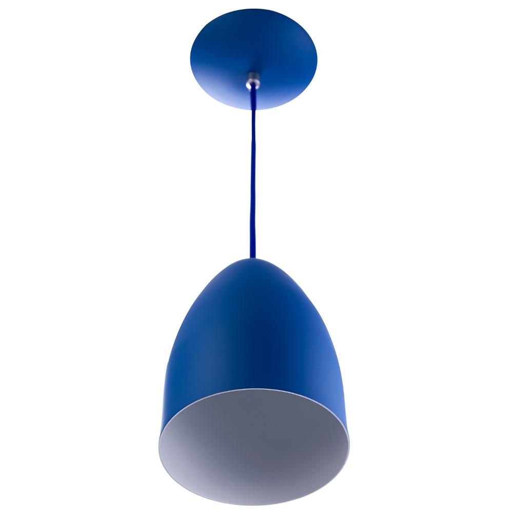 Lustre Pendente Cone Alumínio 20x14cm Azul + Lampada