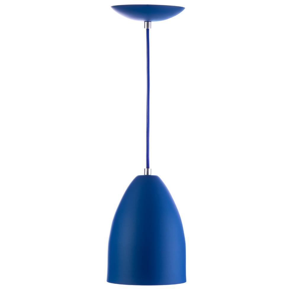 Lustre Pendente Cone Alumínio 20x14cm Azul + Lampada