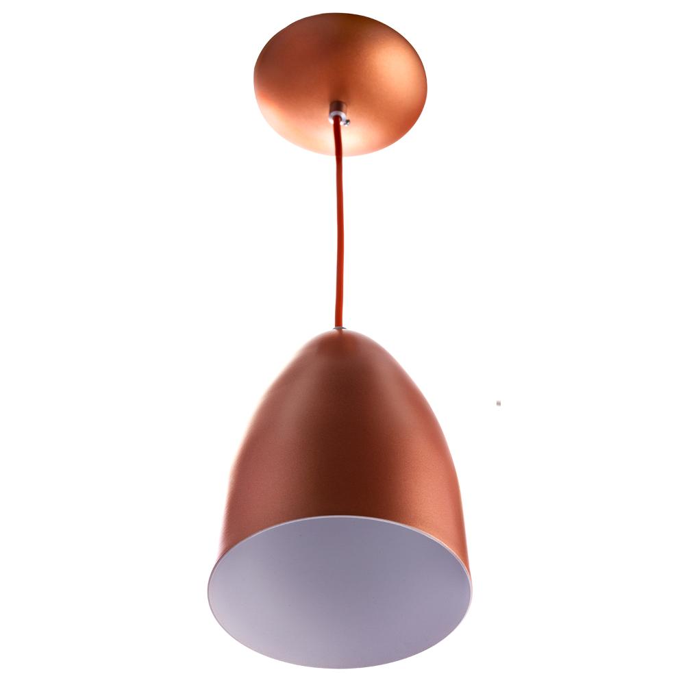Lustre Pendente Cone Alumínio 20x14cm Cobre + Lampada