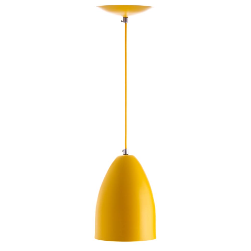 Lustre Pendente Cone Alumínio 20x14cm Soquete E-27 Amarelo