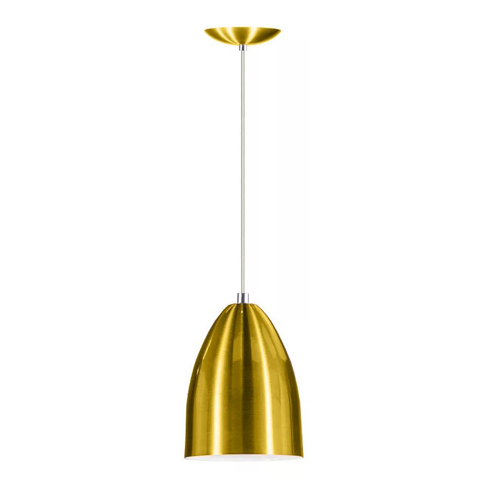 Lustre Pendente Cone De Alumínio 20x14cm Dourado